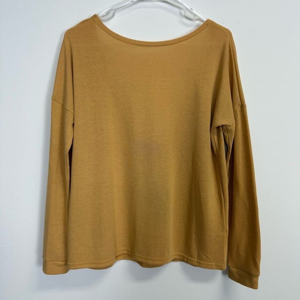 Lulus Sweater Medium Tan Camel Scoop Back Pullover Lightweight Long Sleeve